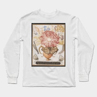 Still Life with Flowers, a Snail and Insects by Joris Hoefnagel Long Sleeve T-Shirt